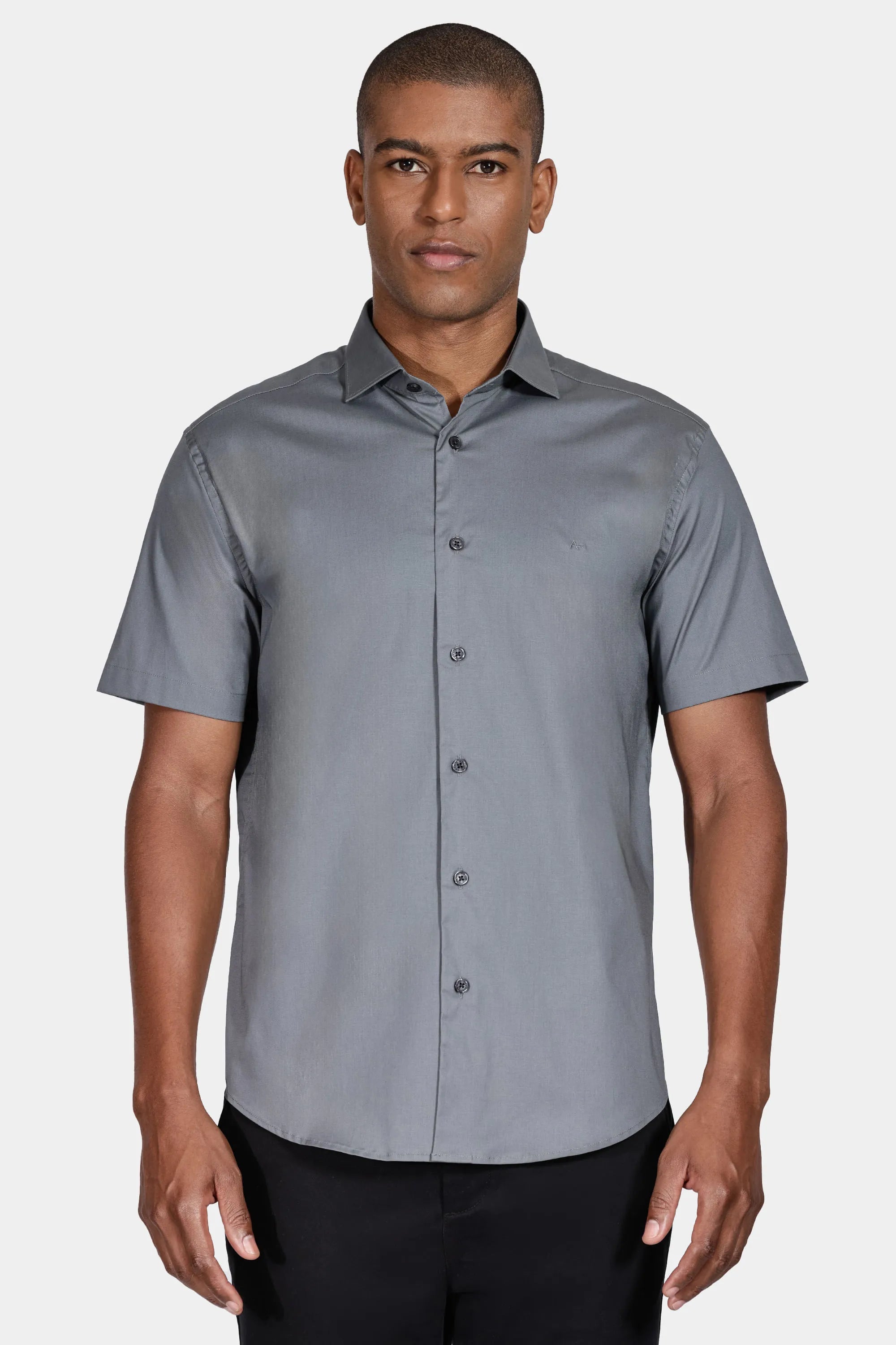 Camisa Manga Curta Slim Tricoline Stretch