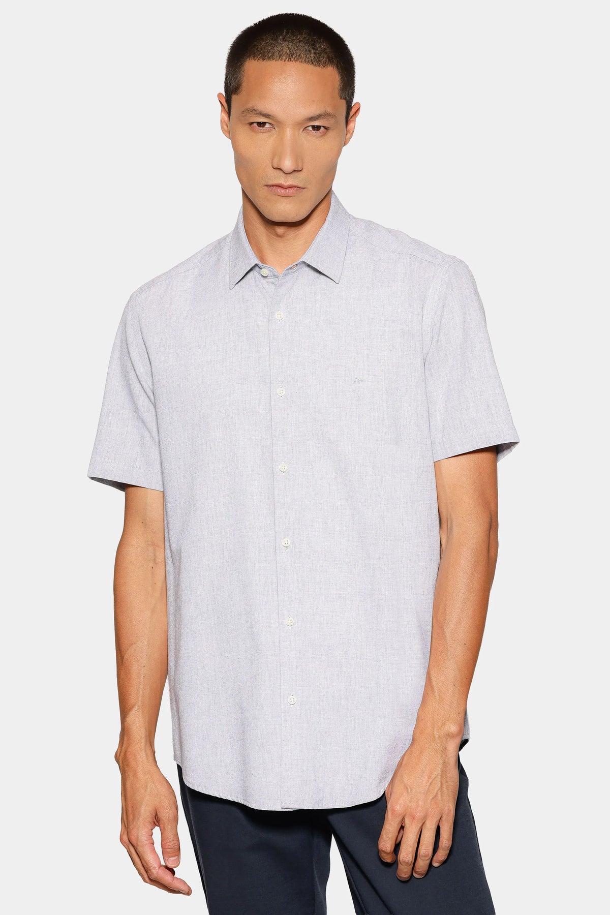 Camisa Marca Curta Slim Algodao Modal