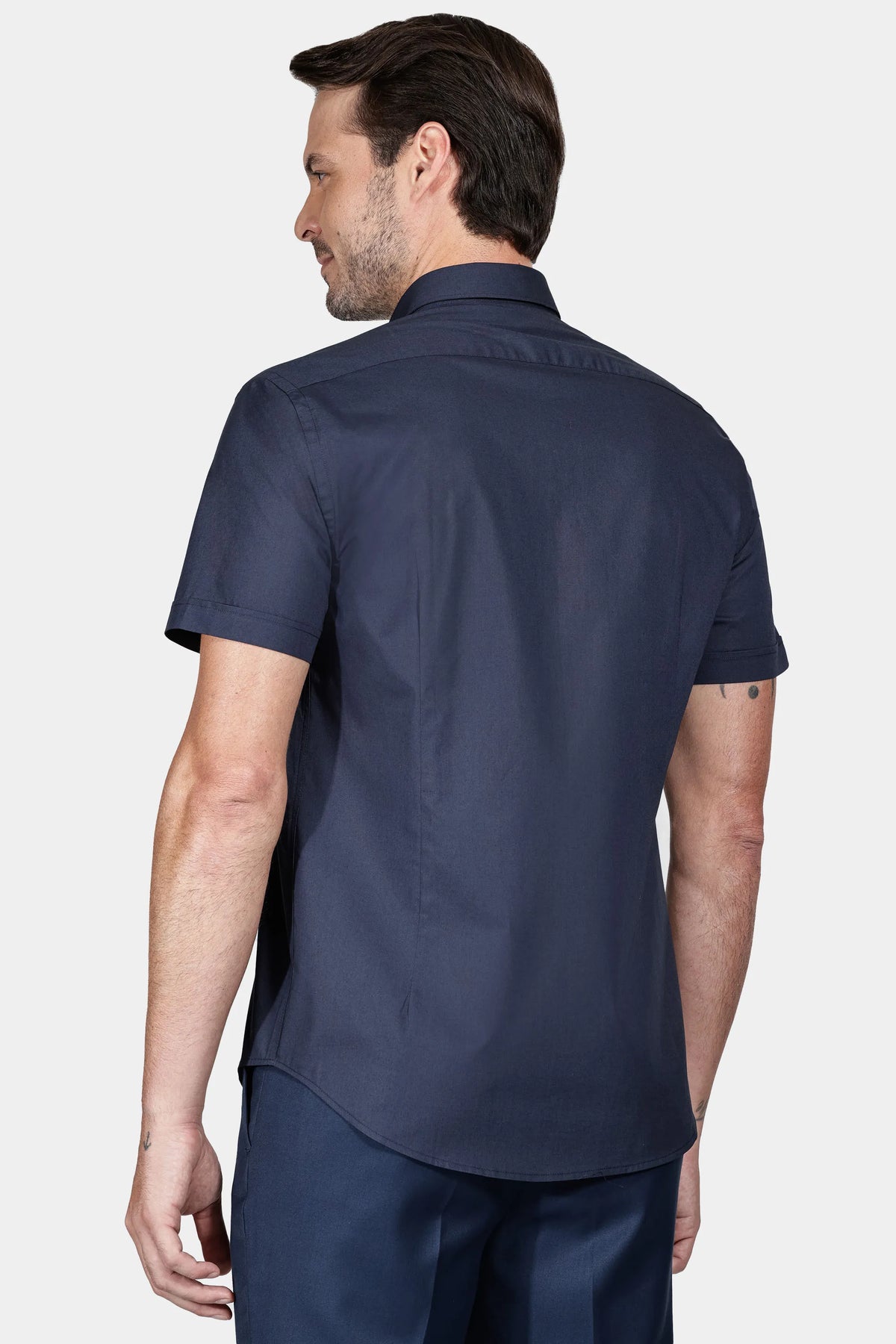 Camisa Manga Curta Slim Tricoline Stretch